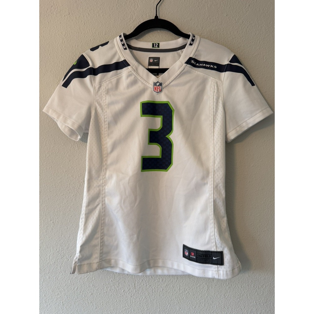 NFL Nike Seattle Seahawks Football Jersey White 3 Russel WILSON Women's Small
